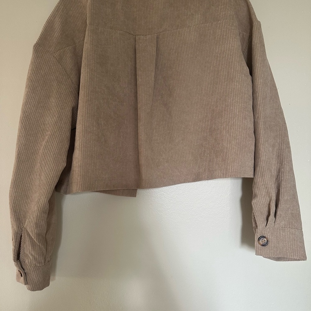 Cropped Corduroy Jacket | Neutral Taupe | Size M - Picture 4 of 5